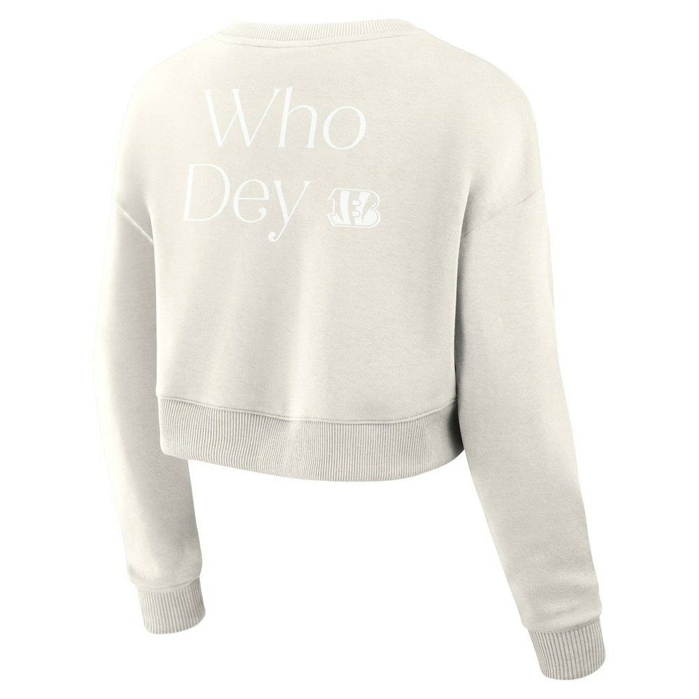Women's Studio Tri-Blend Cropped Pullover Sweatshirt - Cincinnati Bengals Pullover