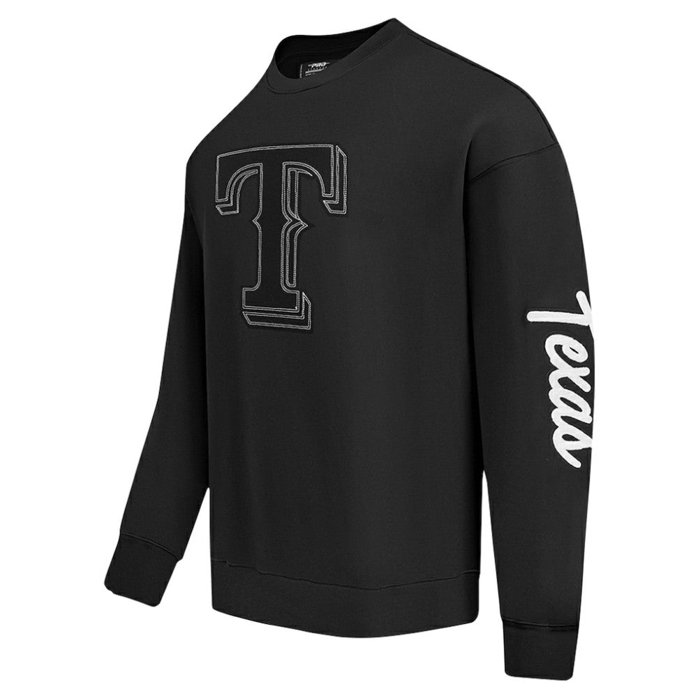 Black Texas Rangers Pro Standard Paint The City Dropped Shoulder Pullover Sweatshirt