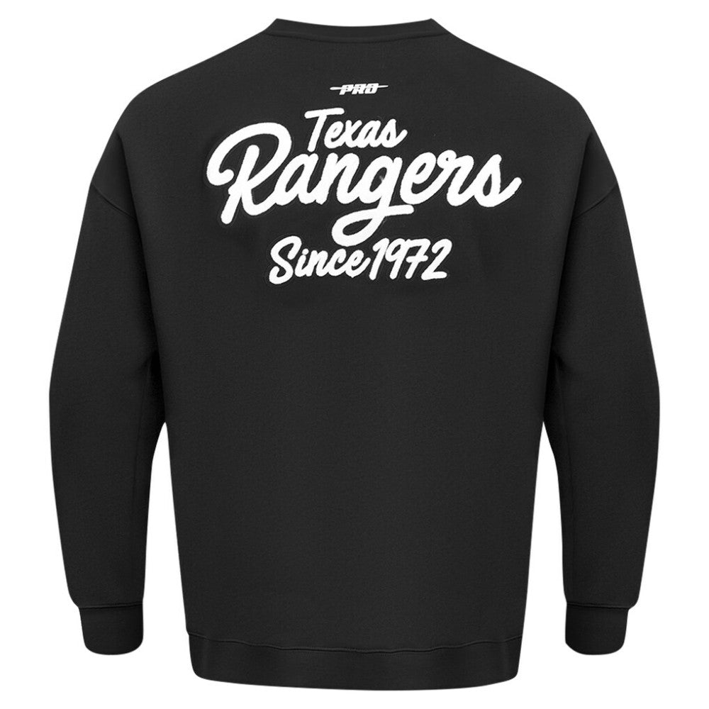 Black Texas Rangers Pro Standard Paint The City Dropped Shoulder Pullover Sweatshirt