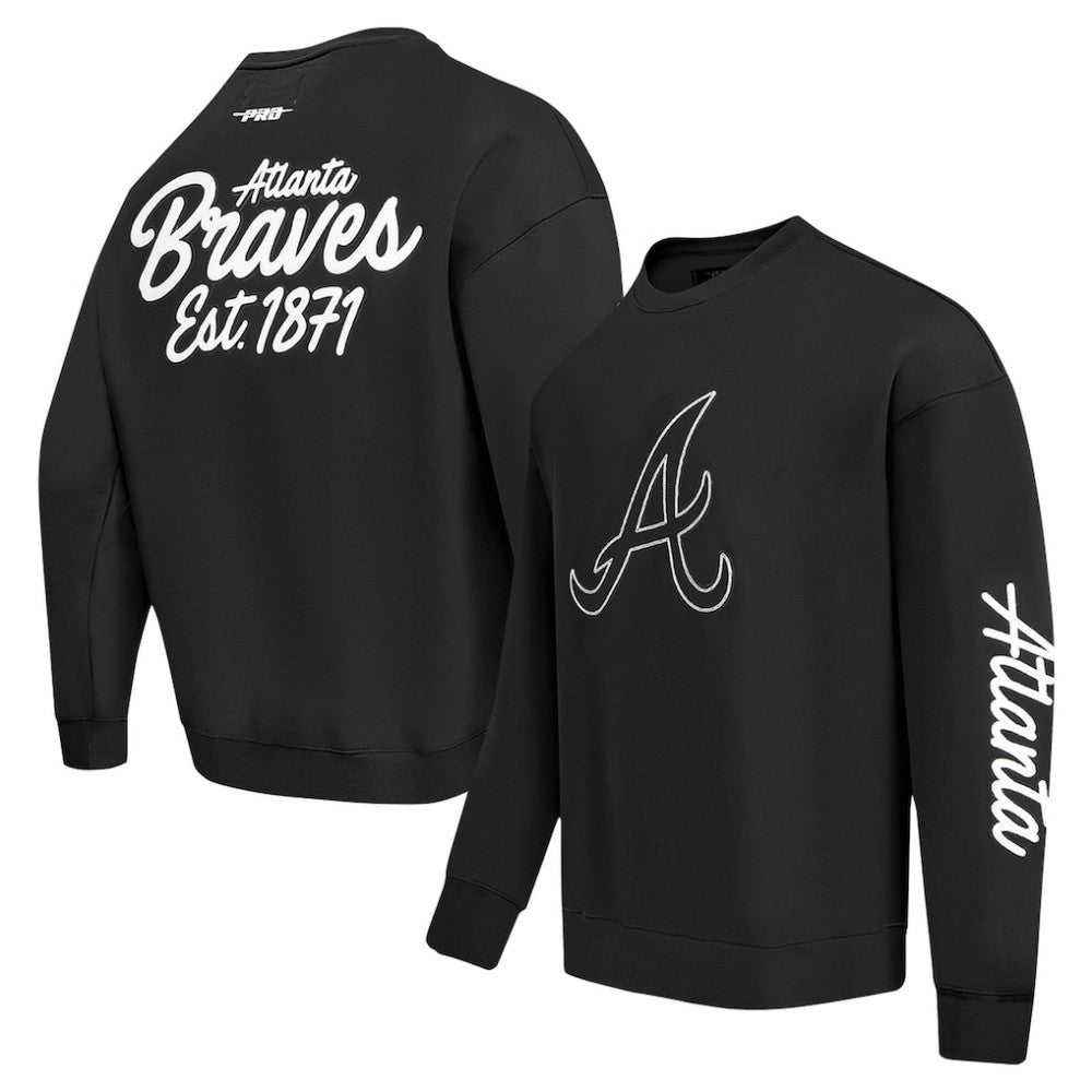 Black Atlanta Braves Pro Standard Paint The City Dropped Shoulder Pullover Sweatshirt