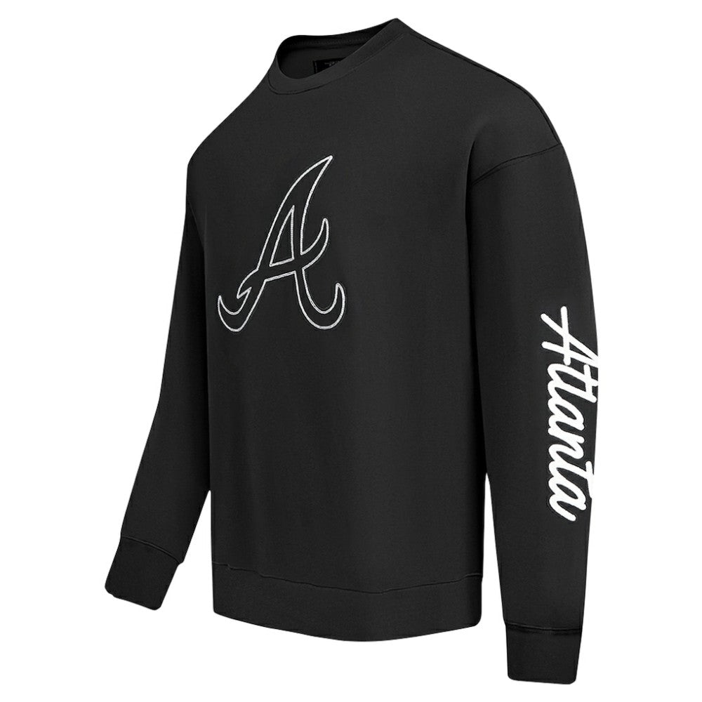 Black Atlanta Braves Pro Standard Paint The City Dropped Shoulder Pullover Sweatshirt