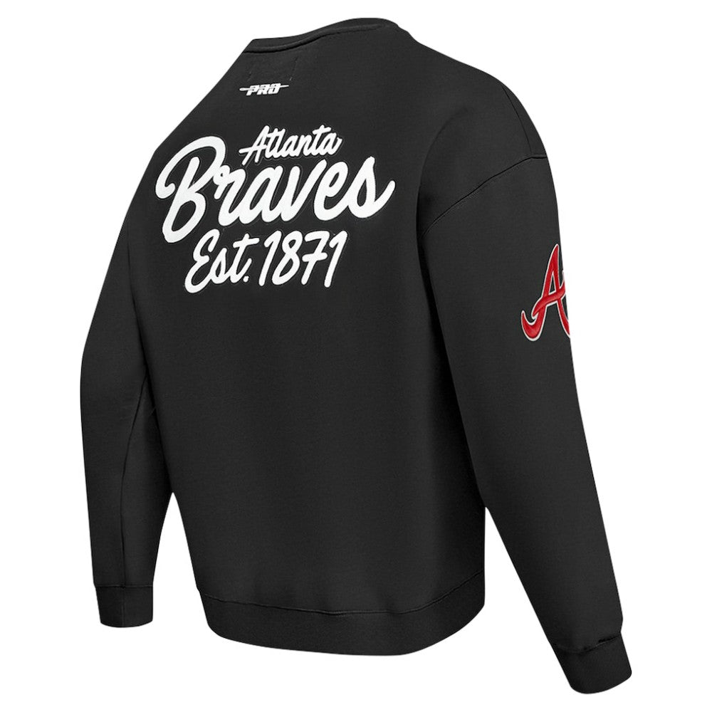 Black Atlanta Braves Pro Standard Paint The City Dropped Shoulder Pullover Sweatshirt