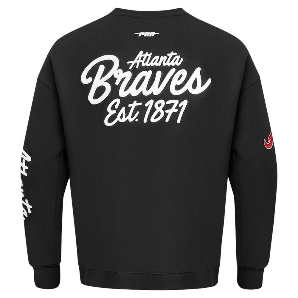 Black Atlanta Braves Pro Standard Paint The City Dropped Shoulder Pullover Sweatshirt