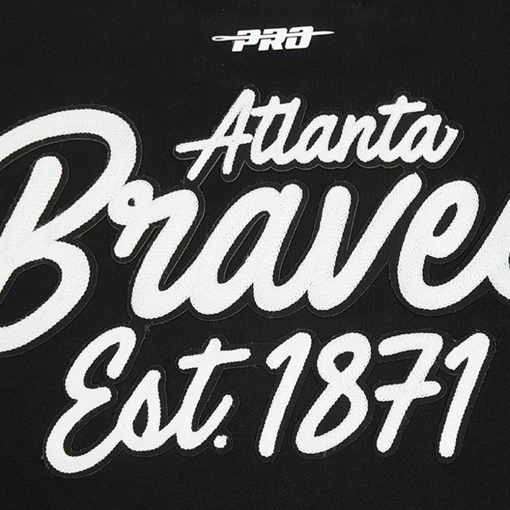 Black Atlanta Braves Pro Standard Paint The City Dropped Shoulder Pullover Sweatshirt