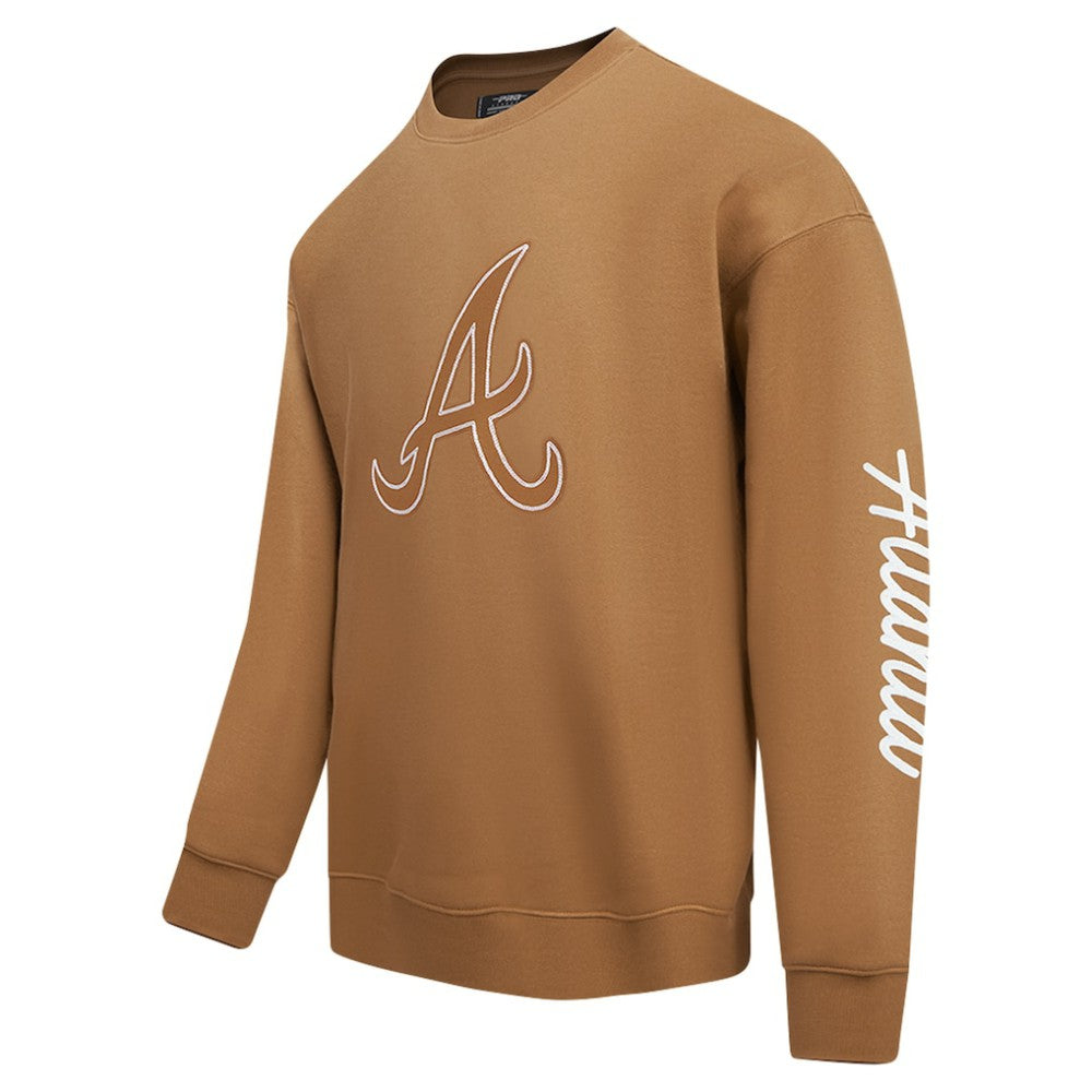 Brown Atlanta Braves Pro Standard Paint The City Dropped Shoulder Pullover Sweatshirt