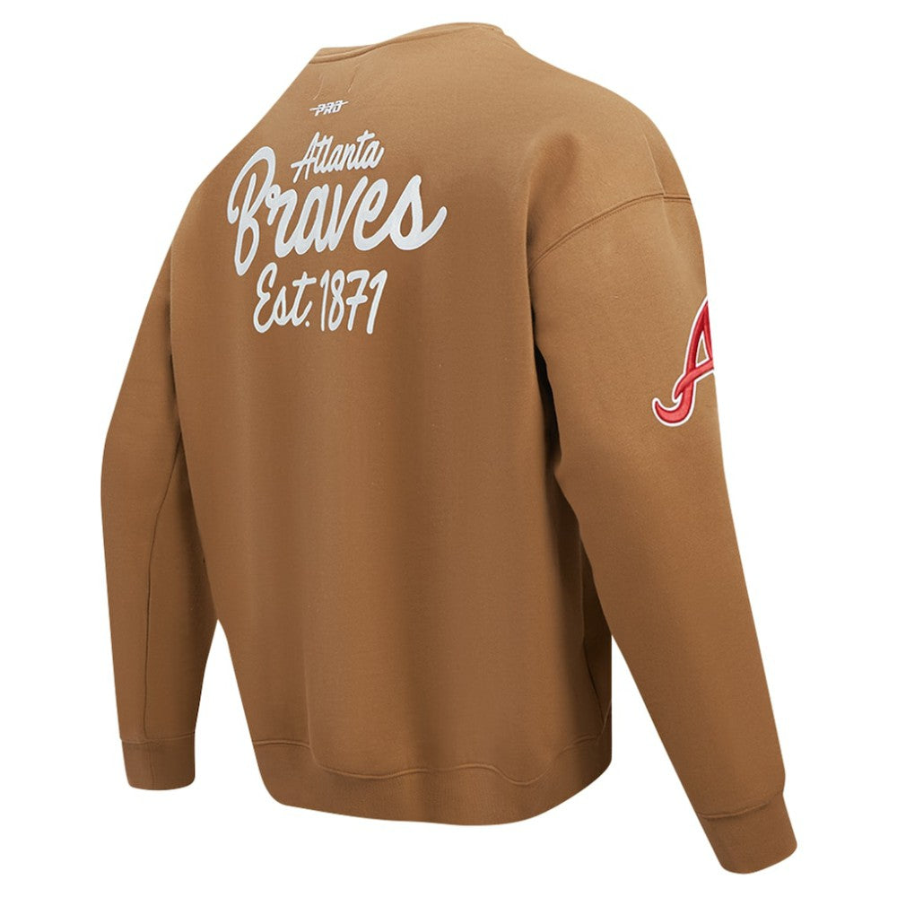Brown Atlanta Braves Pro Standard Paint The City Dropped Shoulder Pullover Sweatshirt