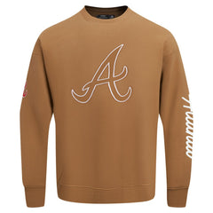 Brown Atlanta Braves Pro Standard Paint The City Dropped Shoulder Pullover Sweatshirt