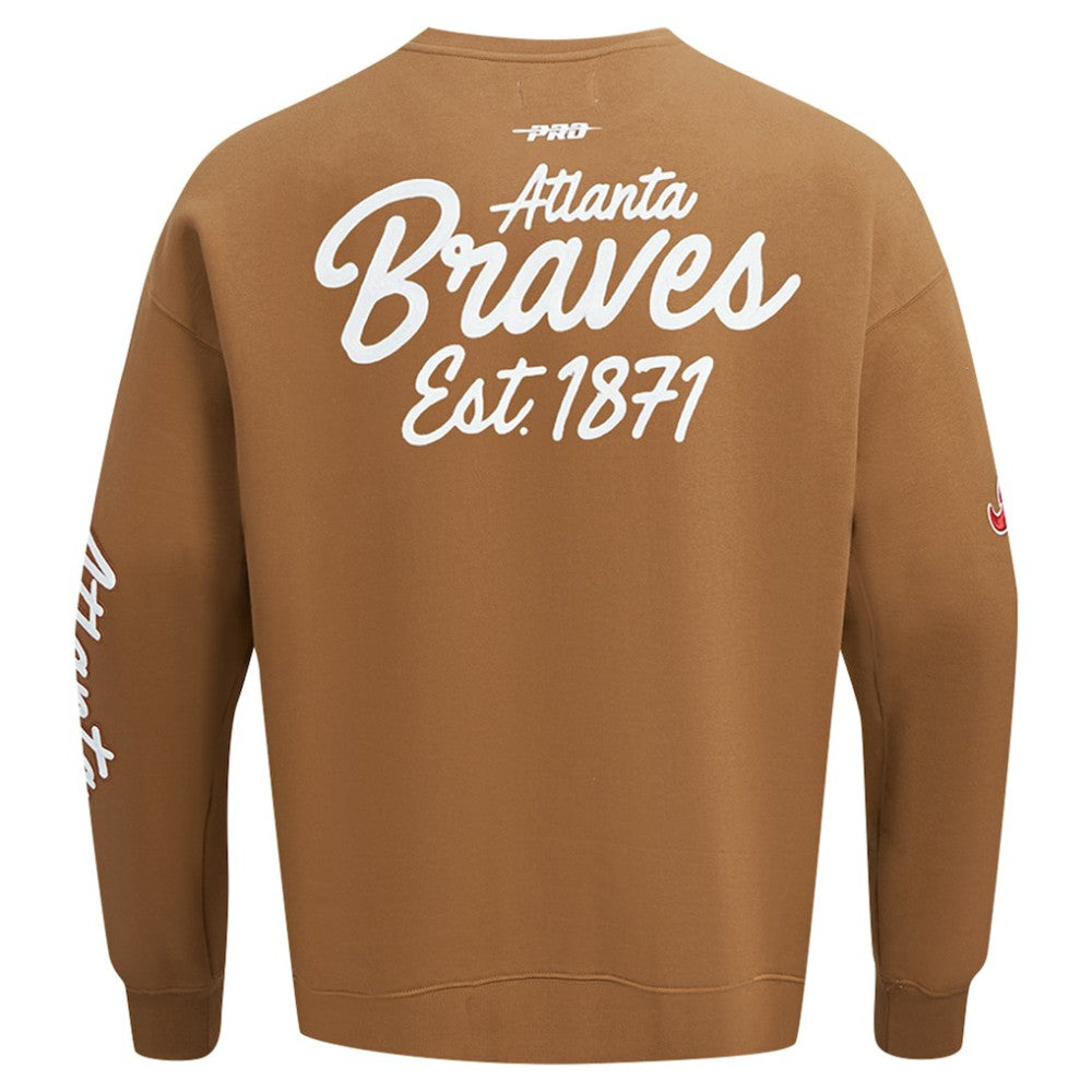 Brown Atlanta Braves Pro Standard Paint The City Dropped Shoulder Pullover Sweatshirt