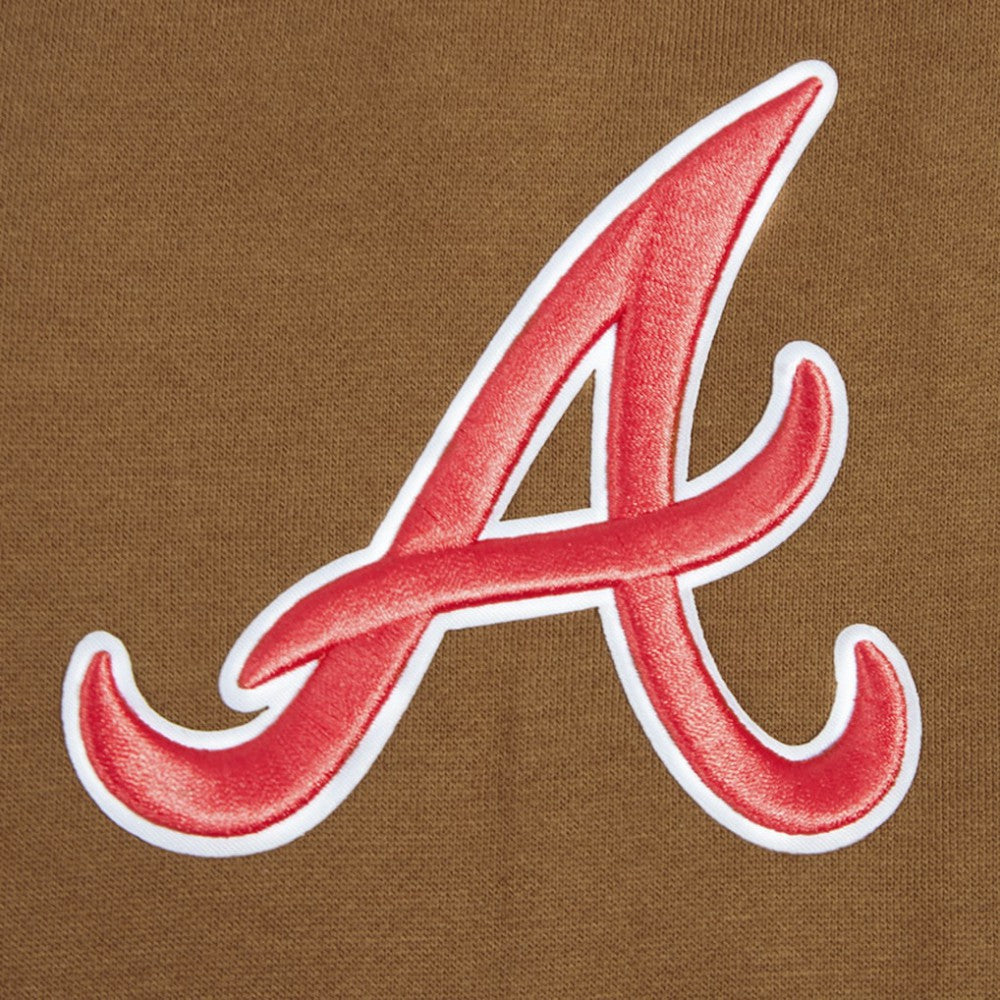 Brown Atlanta Braves Pro Standard Paint The City Dropped Shoulder Pullover Sweatshirt