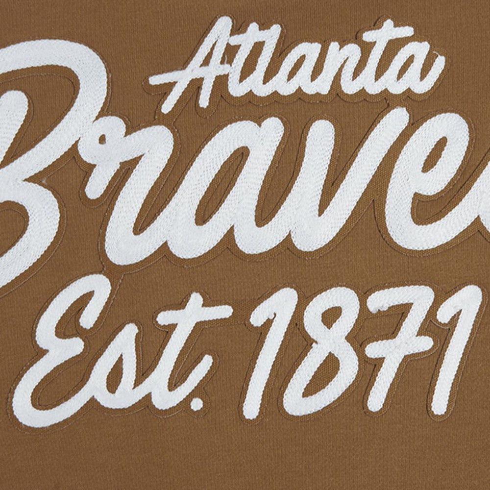 Brown Atlanta Braves Pro Standard Paint The City Dropped Shoulder Pullover Sweatshirt