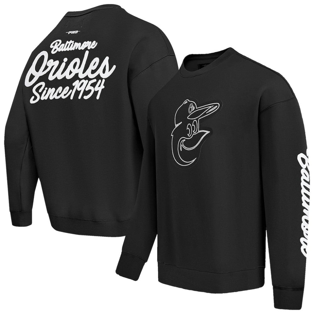 Black Baltimore Orioles Pro Standard Paint The City Dropped Shoulder Pullover Sweatshirt
