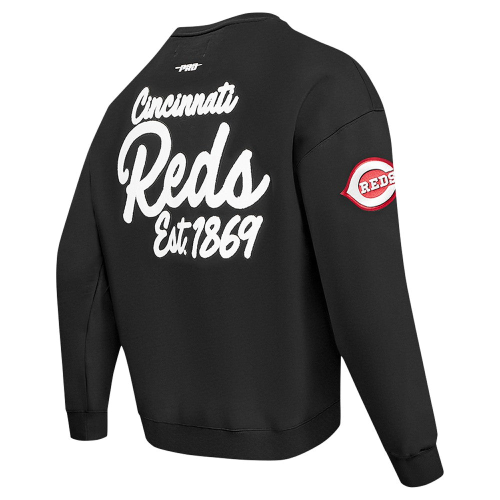 Black Cincinnati Reds Pro Standard Paint The City Dropped Shoulder Pullover Sweatshirt