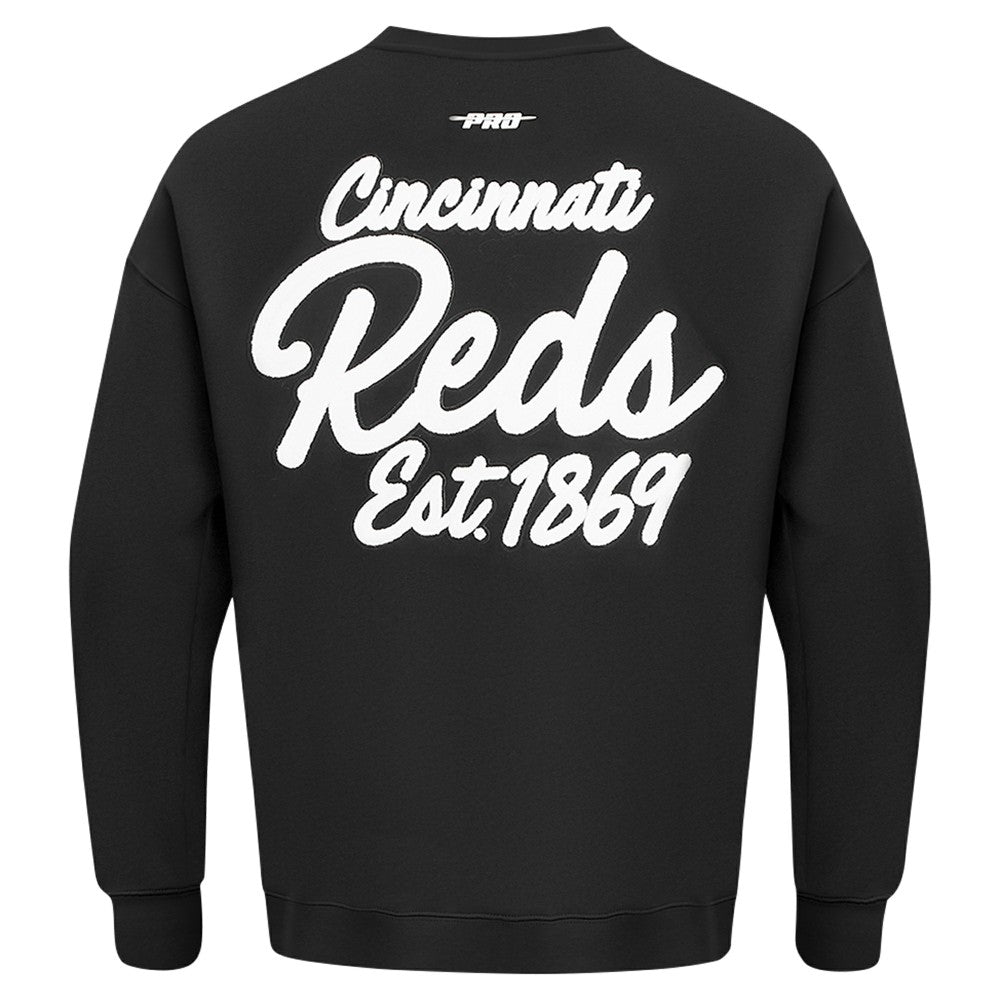 Black Cincinnati Reds Pro Standard Paint The City Dropped Shoulder Pullover Sweatshirt