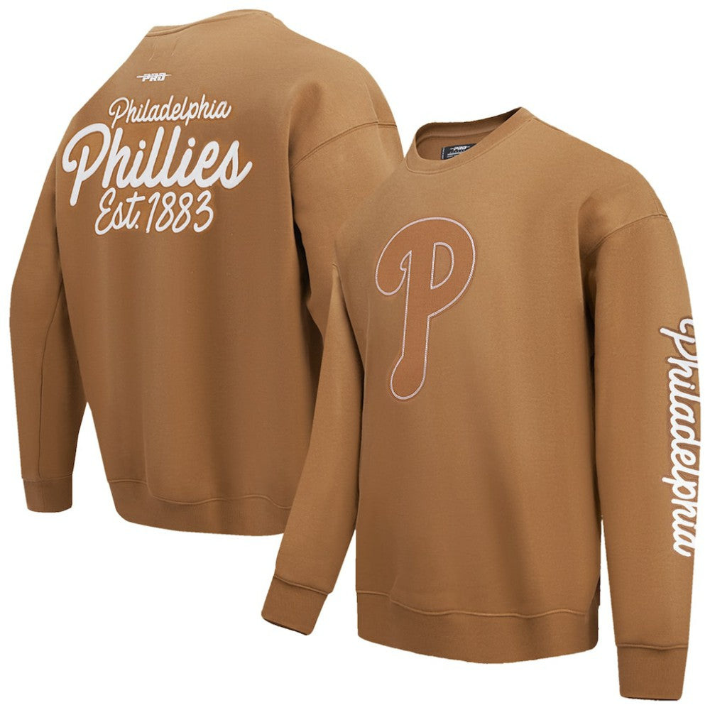 Brown Philadelphia Phillies Pro Standard Paint The City Dropped Shoulder Pullover Sweatshirt