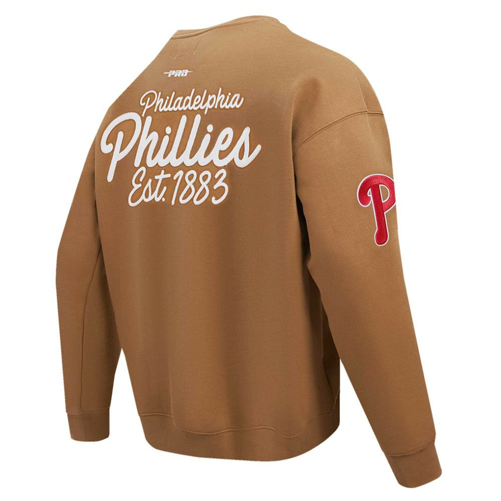 Brown Philadelphia Phillies Pro Standard Paint The City Dropped Shoulder Pullover Sweatshirt