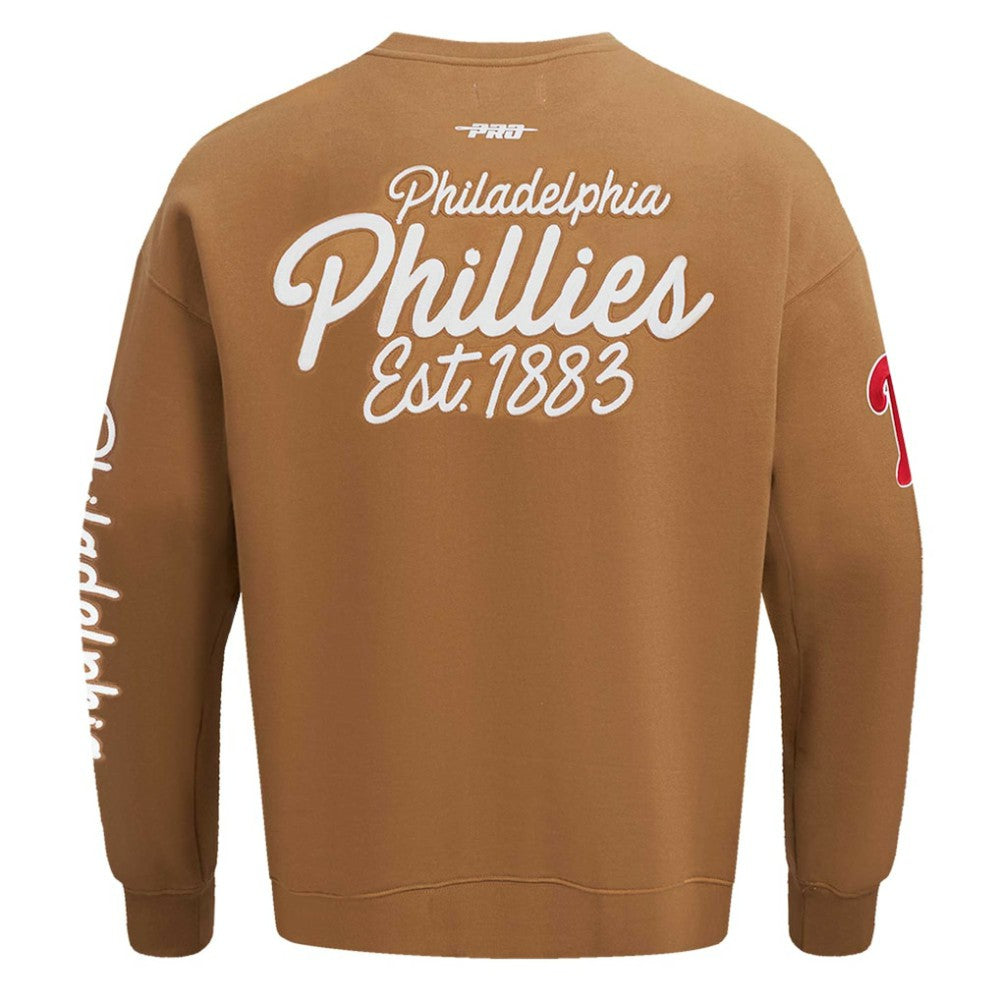 Brown Philadelphia Phillies Pro Standard Paint The City Dropped Shoulder Pullover Sweatshirt