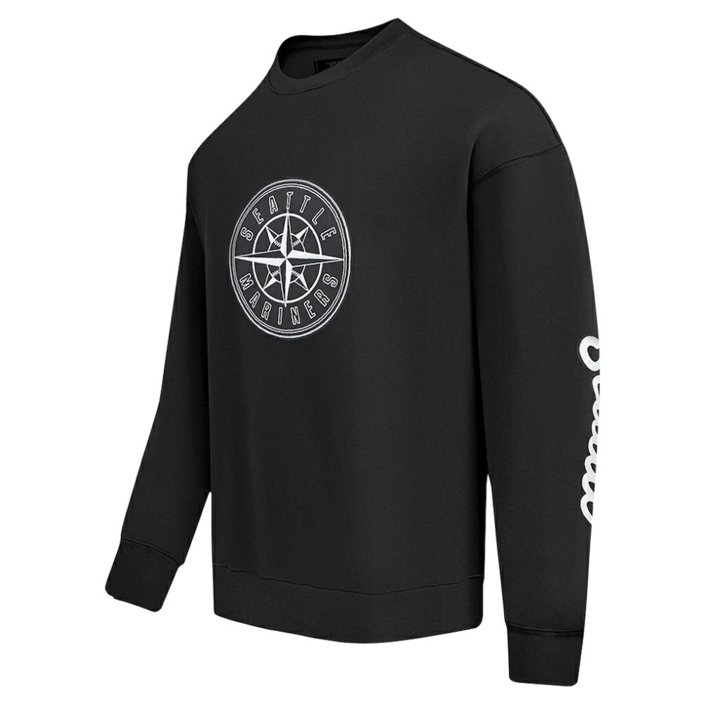Black Seattle Mariners Pro Standard Paint The City Dropped Shoulder Pullover Sweatshirt