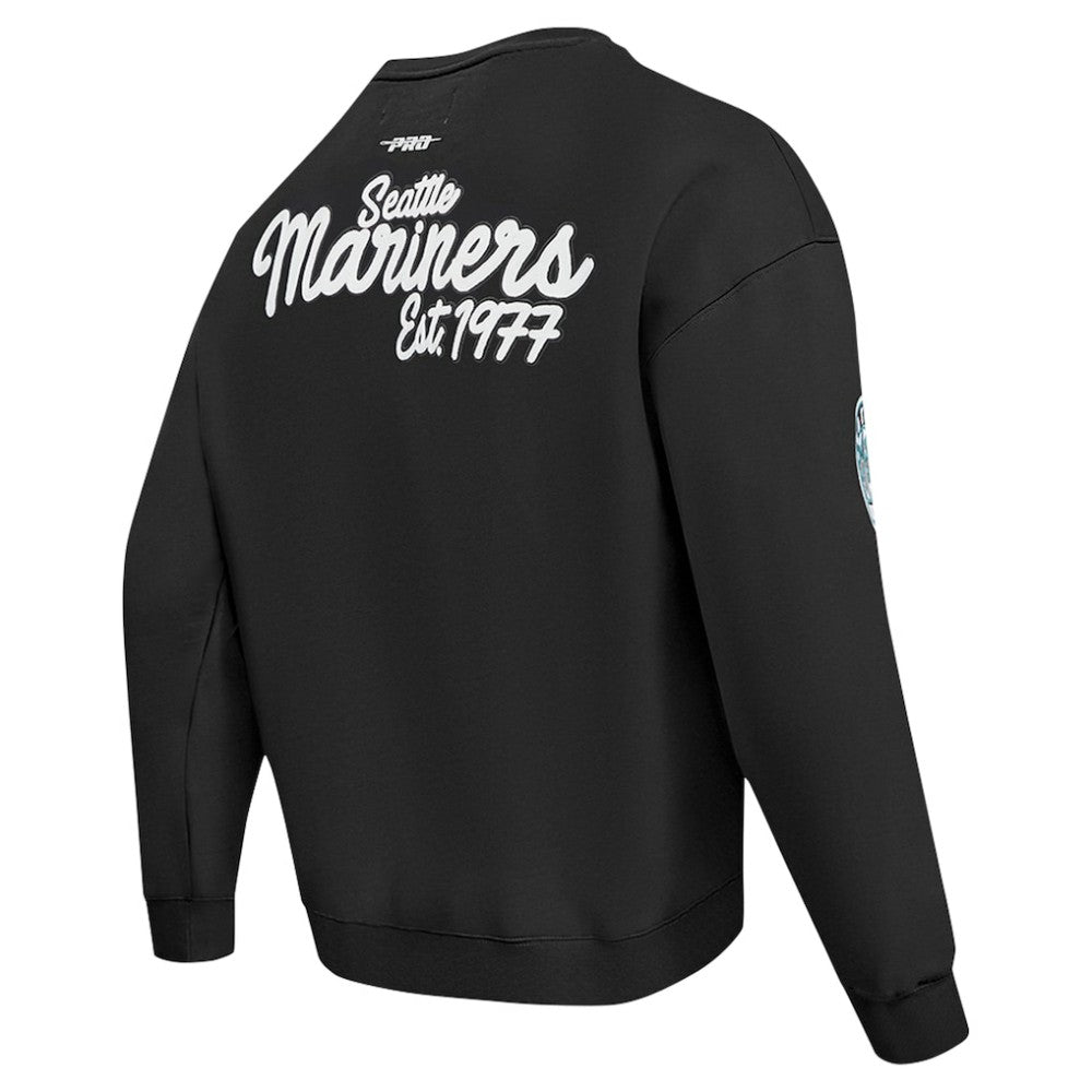 Black Seattle Mariners Pro Standard Paint The City Dropped Shoulder Pullover Sweatshirt