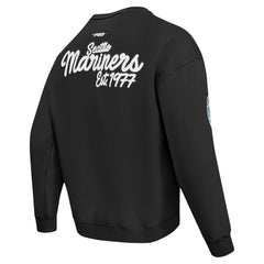 Black Seattle Mariners Pro Standard Paint The City Dropped Shoulder Pullover Sweatshirt