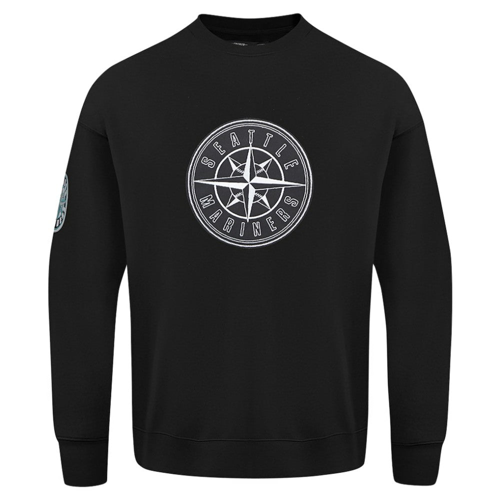 Black Seattle Mariners Pro Standard Paint The City Dropped Shoulder Pullover Sweatshirt