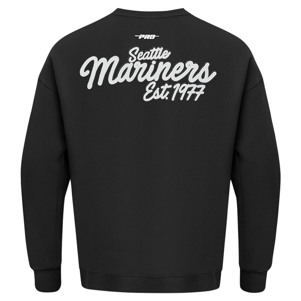 Black Seattle Mariners Pro Standard Paint The City Dropped Shoulder Pullover Sweatshirt