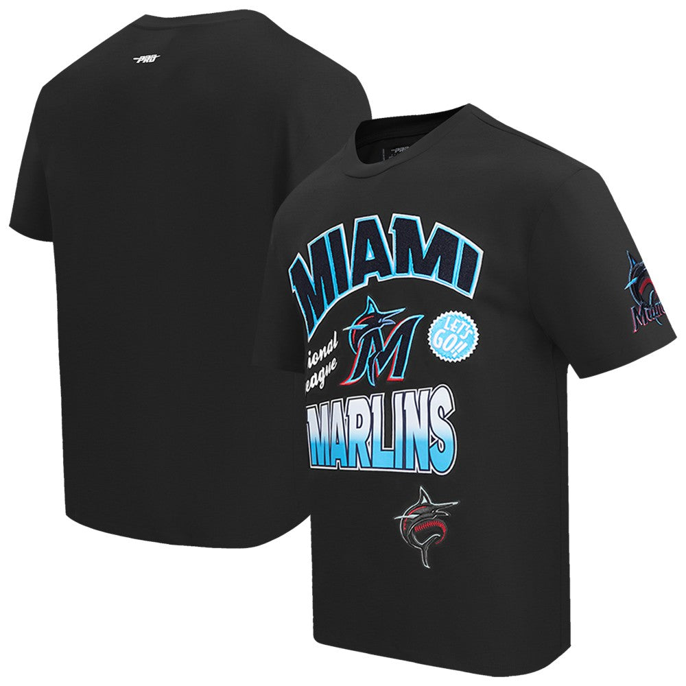 Black Miami Marlins Pro Standard Turn It Up Dropped Shoulder T-Shirt
