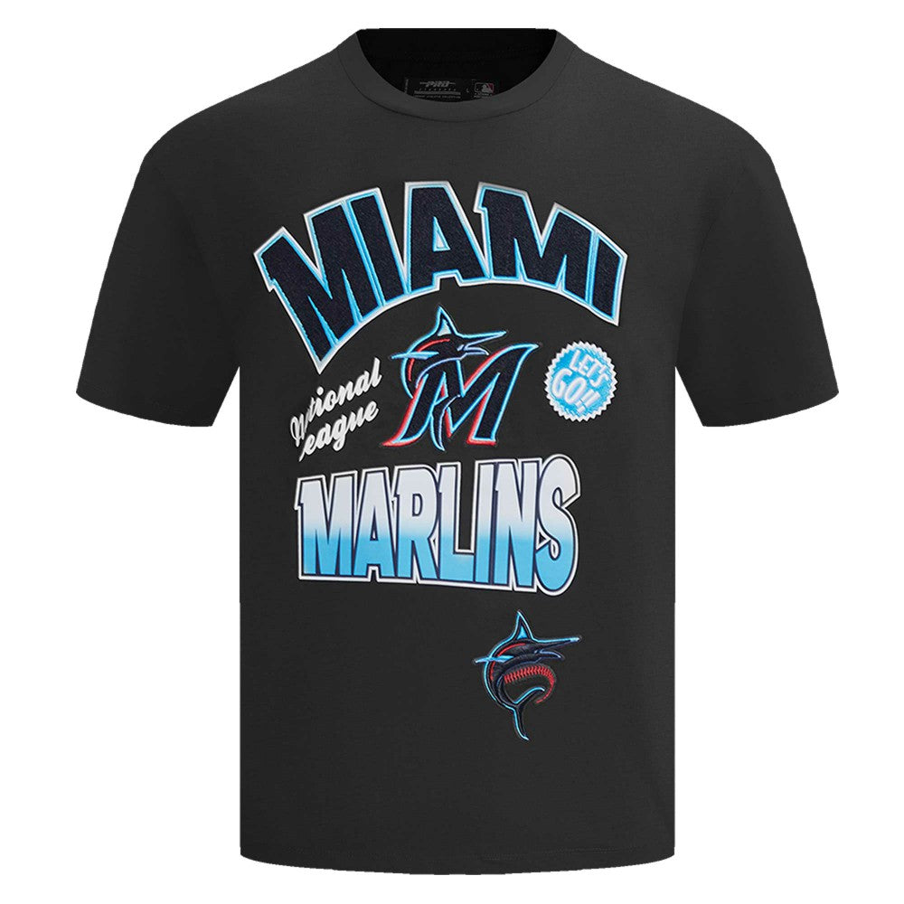 Black Miami Marlins Pro Standard Turn It Up Dropped Shoulder T-Shirt