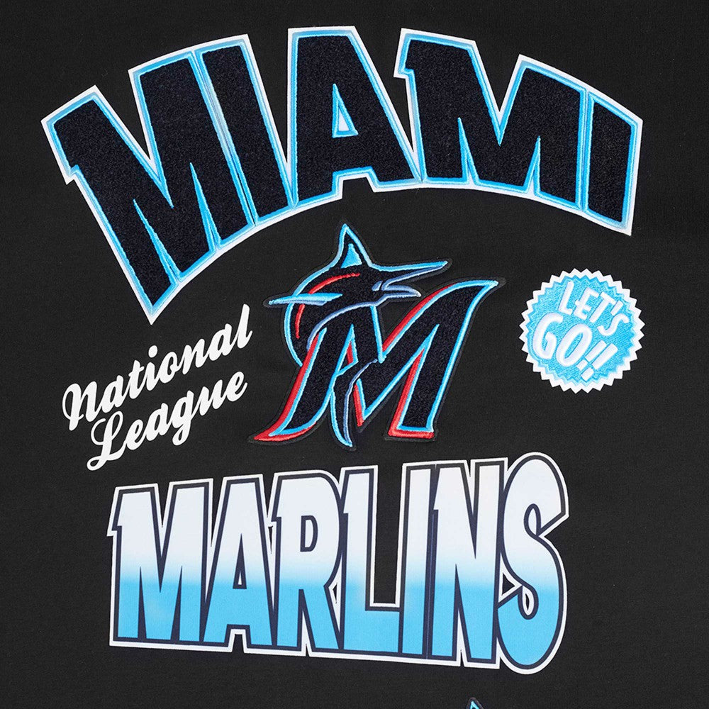 Black Miami Marlins Pro Standard Turn It Up Dropped Shoulder T-Shirt