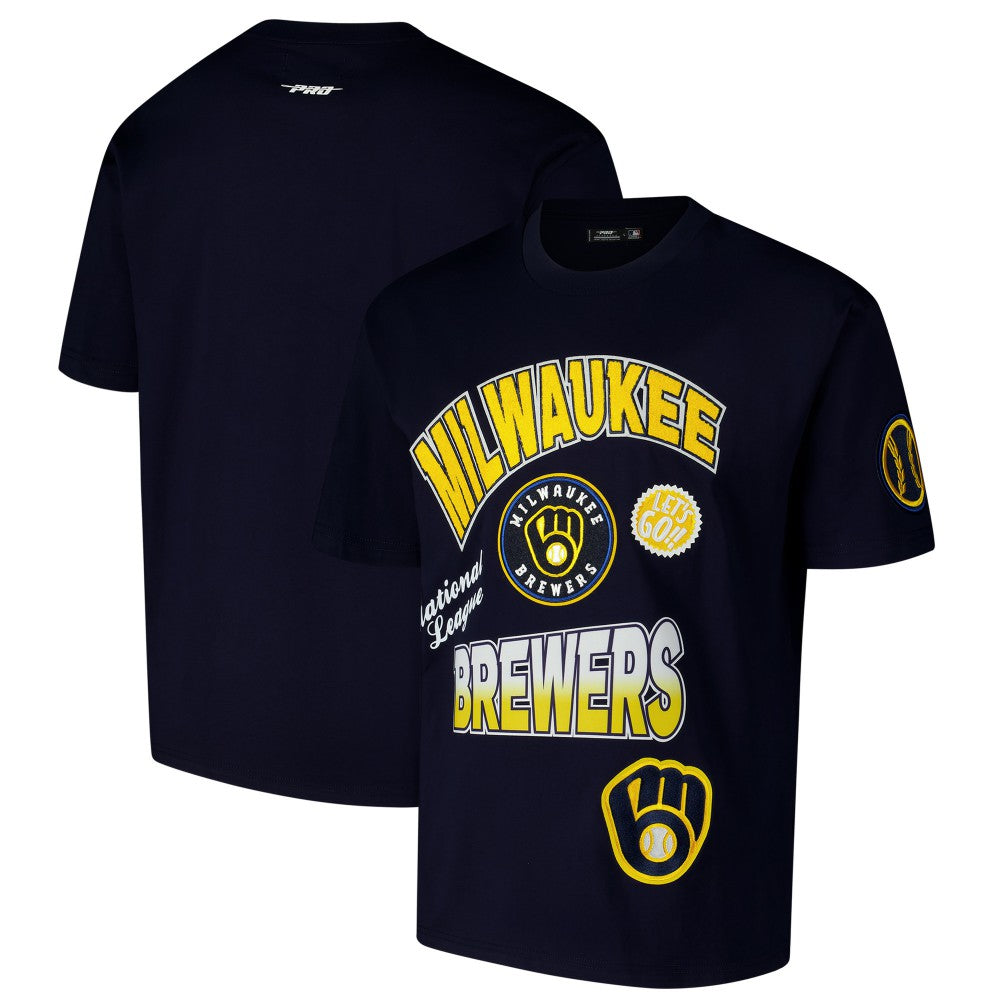 Navy Milwaukee Brewers Pro Standard Turn It Up Dropped Shoulder T-Shirt