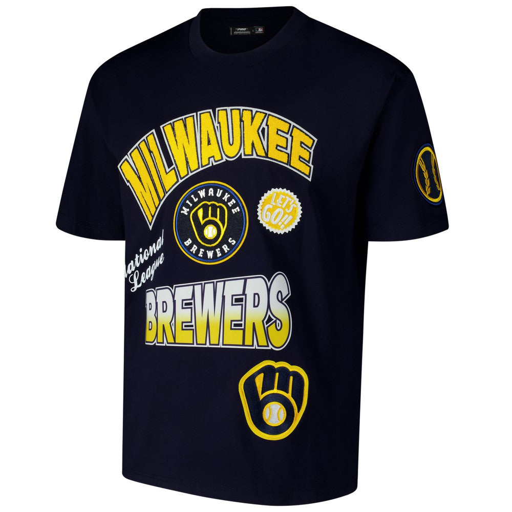 Navy Milwaukee Brewers Pro Standard Turn It Up Dropped Shoulder T-Shirt