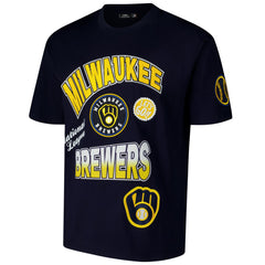 Navy Milwaukee Brewers Pro Standard Turn It Up Dropped Shoulder T-Shirt