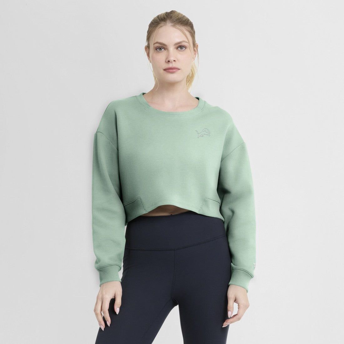 Women's Studio Tri-Blend Cropped Pullover Sweatshirt - Detroit Lions Pullover