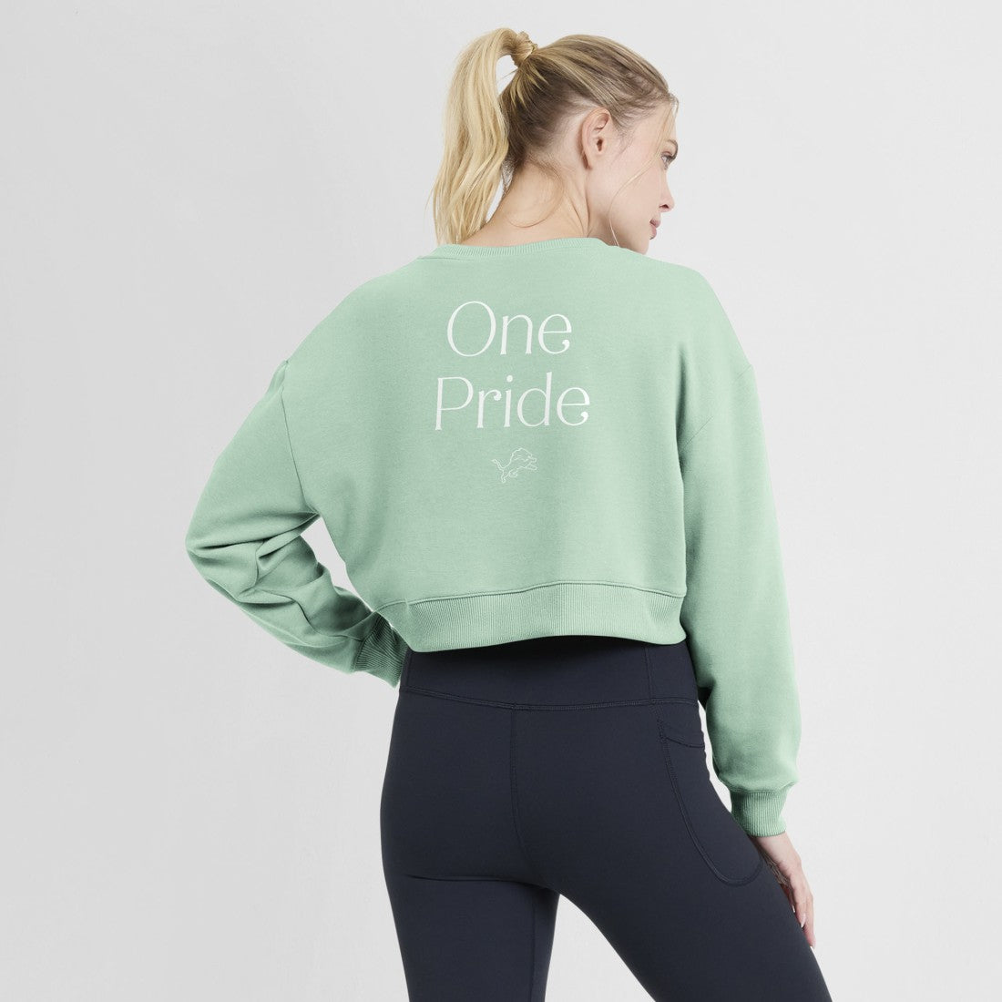 Women's Studio Tri-Blend Cropped Pullover Sweatshirt - Detroit Lions Pullover