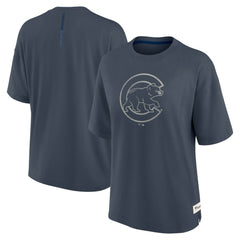 Blue Chicago Cubs Fanatics Women's Oversized Elements Raw Edge Future Ground T-Shirt