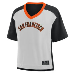 Black/Graphite San Francisco Giants Fanatics Oversized Race To Win V-Neck T-Shirt