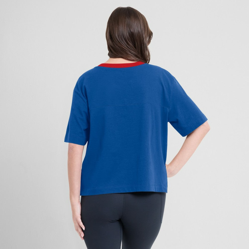 Royal/Graphite Chicago Cubs Fanatics Oversized Race To Win V-Neck T-Shirt