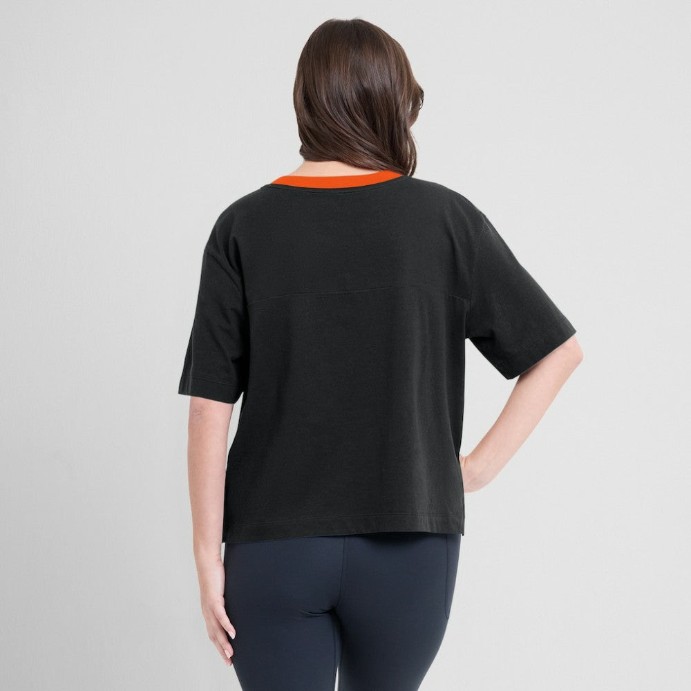 Black/Graphite Baltimore Orioles Fanatics Oversized Race To Win V-Neck T-Shirt