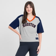 Navy/Graphite Houston Astros Fanatics Oversized Race To Win V-Neck T-Shirt