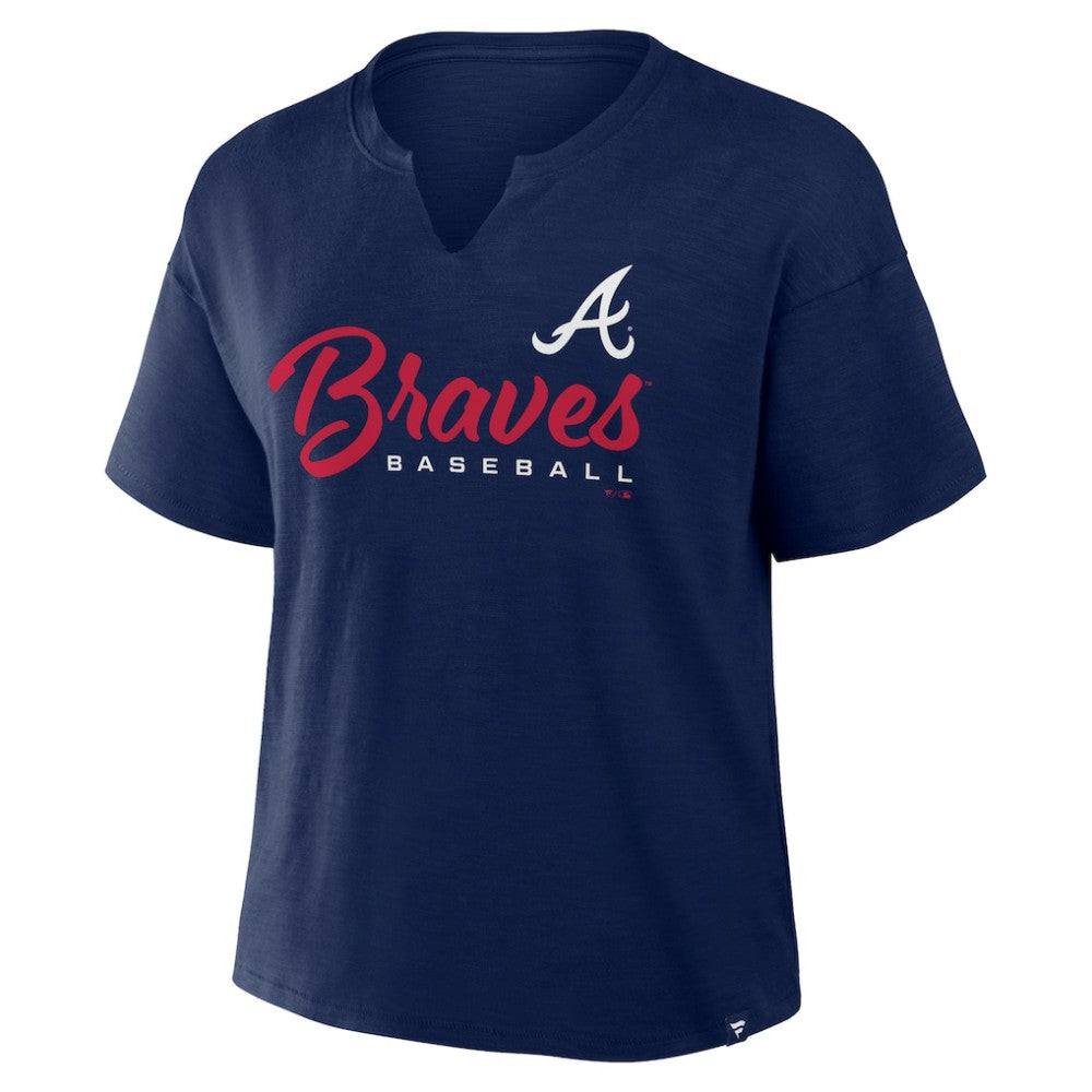 Navy Atlanta Braves Fanatics Women's Fan Fave Stadium Slub Boxy T-Shirt