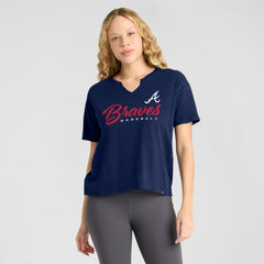 Navy Atlanta Braves Fanatics Women's Fan Fave Stadium Slub Boxy T-Shirt