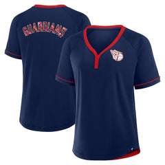 Navy Cleveland Guardians Fanatics Women's League Diva Star Raglan V-Neck T-Shirt