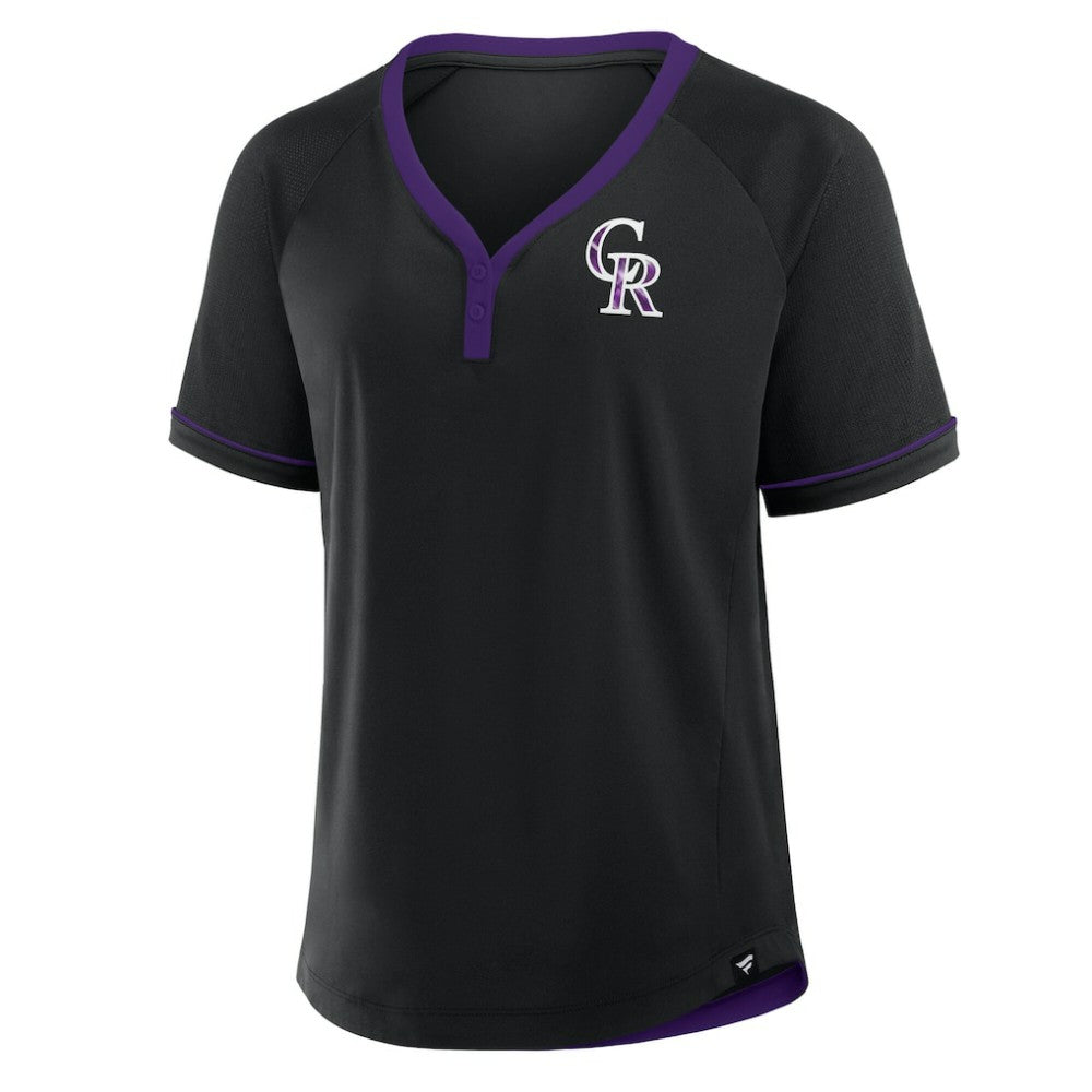 Black Colorado Rockies Fanatics Women's League Diva Star Raglan V-Neck T-Shirt