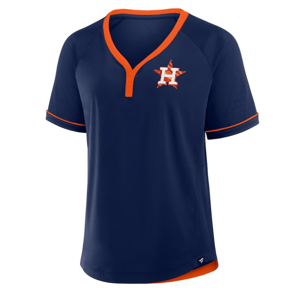 Navy Houston Astros Fanatics Women's League Diva Star Raglan V-Neck T-Shirt