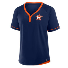 Navy Houston Astros Fanatics Women's League Diva Star Raglan V-Neck T-Shirt