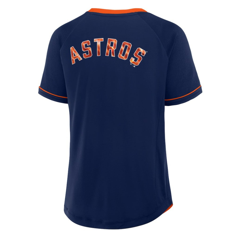 Navy Houston Astros Fanatics Women's League Diva Star Raglan V-Neck T-Shirt