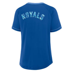 Royal Kansas City Royals Fanatics Women's League Diva Star Raglan V-Neck T-Shirt