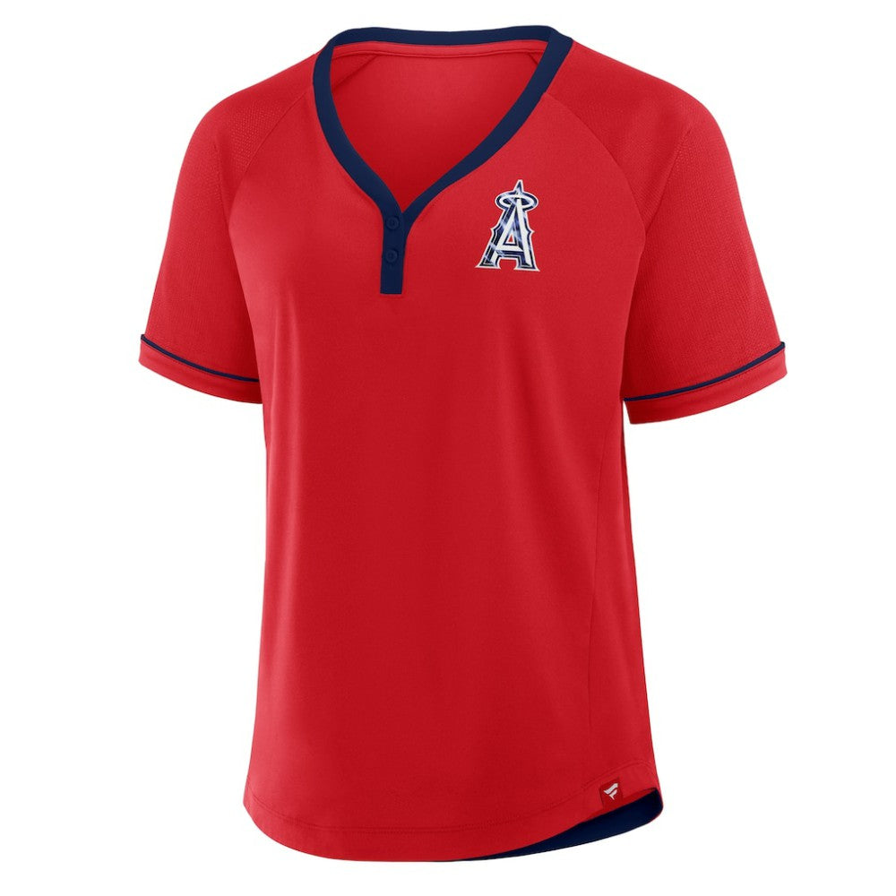 Red Los Angeles Angels Fanatics Women's League Diva Star Raglan V-Neck T-Shirt