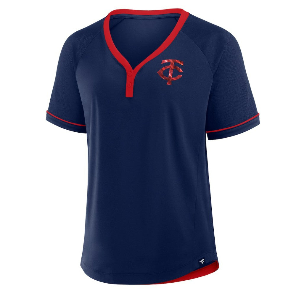 Navy Minnesota Twins Fanatics Women's League Diva Star Raglan V-Neck T-Shirt