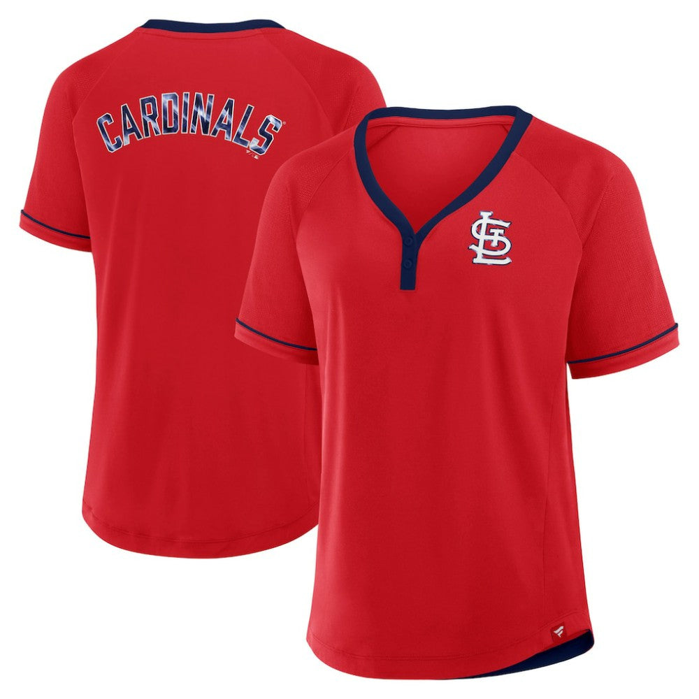 Red St. Louis Cardinals Fanatics Women's League Diva Star Raglan V-Neck T-Shirt