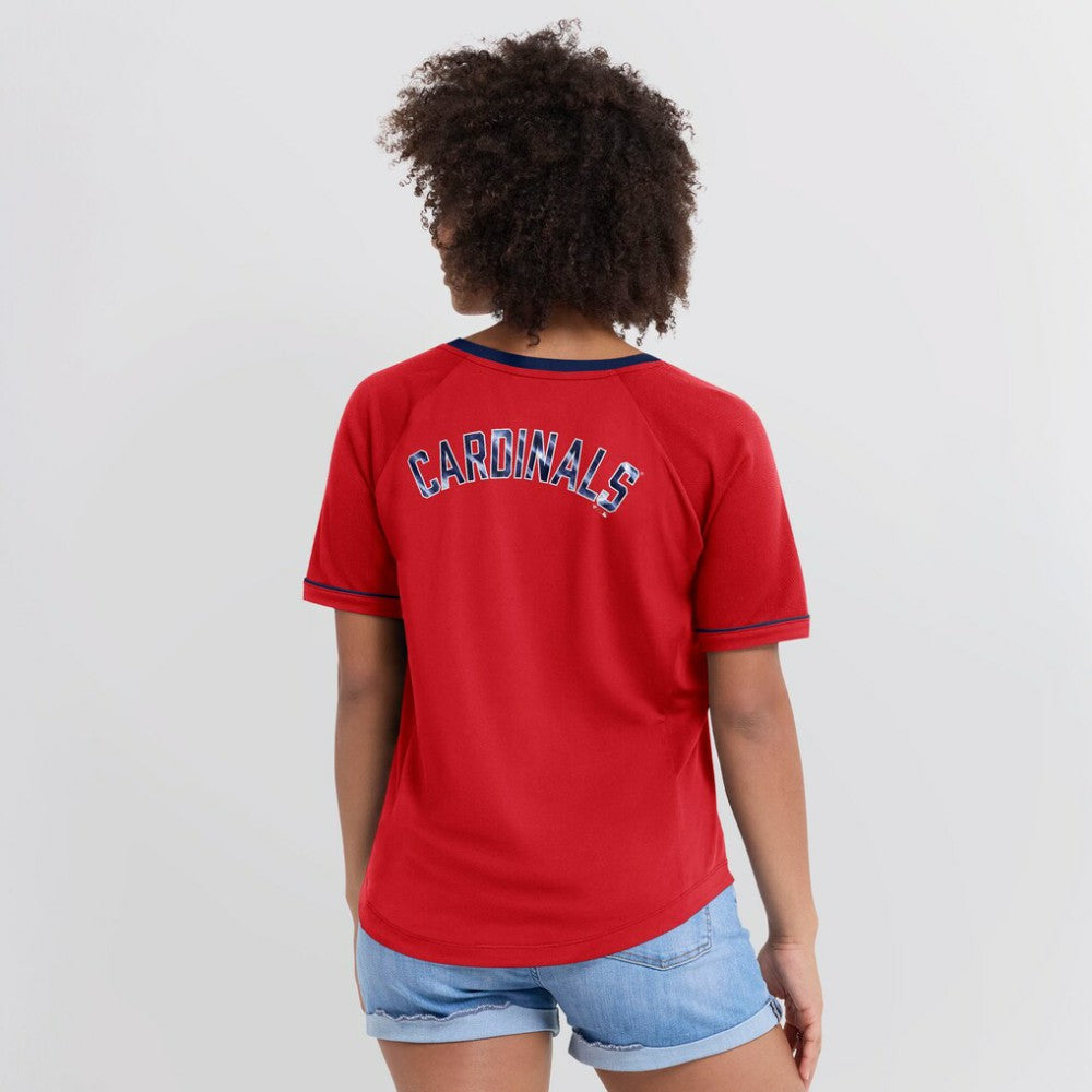 Red St. Louis Cardinals Fanatics Women's League Diva Star Raglan V-Neck T-Shirt